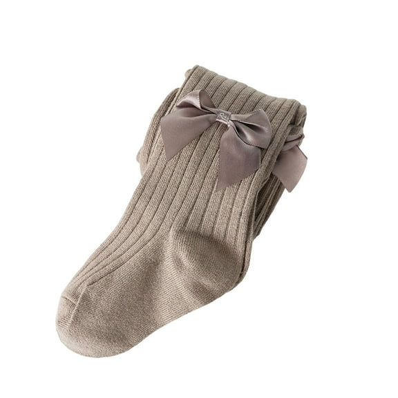 Huowey Girls Boys Socks Tights Cable Knit Legging Little Girl Seamless Stockings Bows Cotton Pantyhose,Grey,8-12 Years