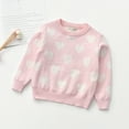 thumbnail image 1 of Huowey Girls Boys Sweatshirt O-Neck Long Long Sleeve Cute Love Heart Print Knit Sweater Fall Winter Basic Pullover Tops Comfy Soft Warm Outwear,Pink,4-5 Years, 1 of 4