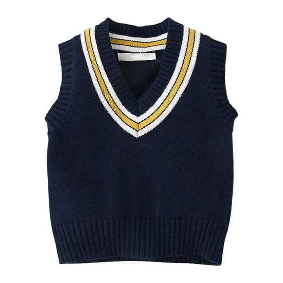 Huowey Girls Boys Toddler Sweaterv Neck Pullover Sweaters Sleeveless Vest Toddler Baby Casual Fall Uniform Top Clothes,Blue,2-3 Years