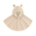 thumbnail image 1 of Huowey Girls Boys Winter Coat Cute Hooded Button Velvet Hoodies Robe Solid Color Fuzzy Wool Thick Warm Jacket,Beige,2-4 Years, 1 of 5
