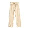 thumbnail image 1 of Huowey Girls Casual Loose Fit Sweatpants Drawstring Elastic Waist Solid Color Wide Leg Long Pants Spring Summer Breathable Cozy Outdoor Sports Flowy Trousers Elegant Clothes,Brown,15-16 Years, 1 of 4