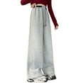 thumbnail image 1 of Huowey Girls Casual Sweatpants Straight Leg Loose Fit Drawstring Elastic Waist Joggers Solid Color Relaxed Running Athletic Sport Trousers For Teens Dailywear, 1 of 5