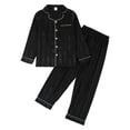 thumbnail image 1 of Huowey Girls Christmas Clothing Sets Cartoon Print Long Sleeve Button Loungewear Turndown Collar Top And Pants Soft Homewear Outfits For Winter Warm Dailywear Streetwear,Black,3-4 Years, 1 of 3