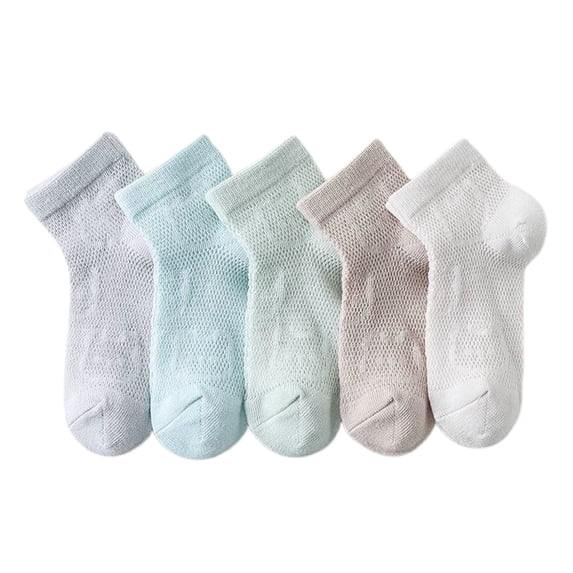 Huowey Girls Cozy Socks 5 Pairs Ruffle Breathable Short Ankle Socks Solid Color Low Cut Half Cushion Low Rise Lace Mesh Sock Soft Comfy Dailywear,Sky Blue,6-8 Years