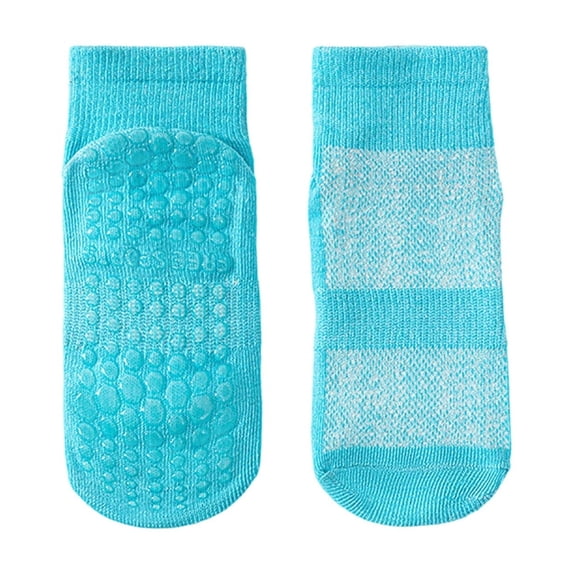 Huowey Girls Cozy Socks Soft Breathable Cartoon Print Solid Color Slipper Socks Grips Anti Skid Comfortable First Walking Ankle Socks Comfy Anti- Crew Socks,Light Blue,5-8 Years