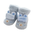 thumbnail image 1 of Huowey Girls Cozy Socks Winter Thickened Warm Fuzzy Socks First Walking Shoes Floor Ankle Socks 3D Lovely Cartoon Pattern Slipper Socks,Blue,6 -12 Months, 1 of 5
