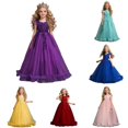 thumbnail image 1 of Huowey Girls Dresses A-Line Solid Color Sleeveless Crewneck Lace Tulle Pageant Dress Ruffle Shoulder Formal Ball Gown For Wedding Birthday Party Flower Girl Photography Event Clothes,Purple, 1 of 6