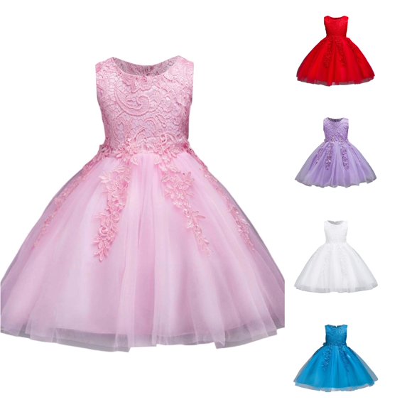Huowey Girls Dresses A-Line Solid Color Sleeveless Crewneck Sparkling Party Dress Glimmering Sequin Party Gown Stage Performances (12M 8Y) Gowns,Pink
