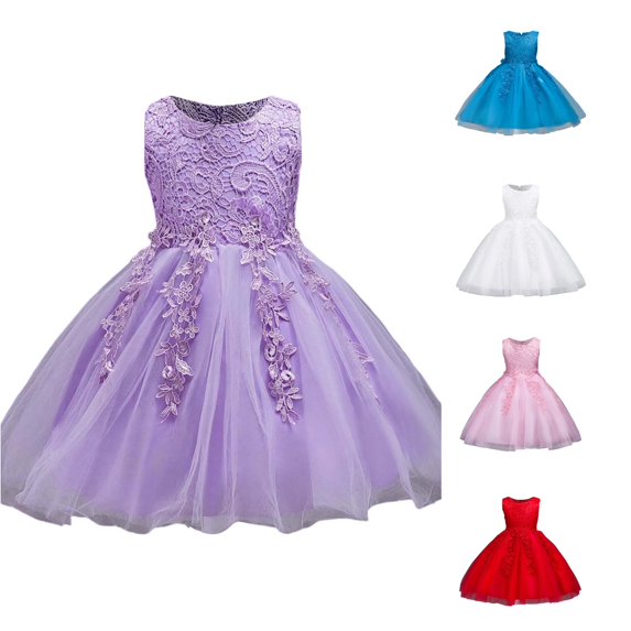 Huowey Girls Dresses A-Line Solid Color Sleeveless Crewneck Party Dress Glimmering Sequin Party Gown Stage Performances (12M 8Y) Gowns,Purple
