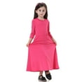 thumbnail image 1 of Huowey Girls Elegant Dresses 3/4 Sleeve Round Neck Maxi Dress For Teen Girls High Waist Casual Party Wear Comfortable Dailywear,Pink,3-4 Years, 1 of 7