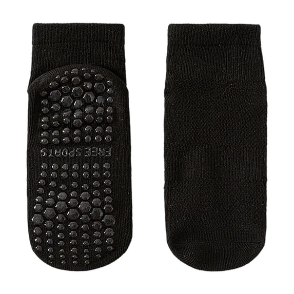 Huowey Girls Funny Socks Soft Breathable Cartoon Print Solid Color Slipper Socks Grips Anti Skid Comfortable First Walking Ankle Socks Comfy Anti- Crew Socks,Black,3-4 Years