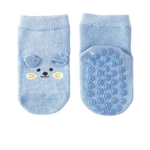 Huowey Girls Funny Socks Soft Breathable Cartoon Print Striped Slipper Socks Grips Anti Skid Comfortable First Walking Ankle Socks Comfy Anti- Crew Socks,Blue,0-1 Years
