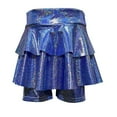 thumbnail image 1 of Huowey Girls Glitter Tiered Mini Skirts Sequin Tiered Ruffle Hem High Waist Shiny Sparkly Party Performance Dance Skirt Dailywear,Blue,110, 1 of 1