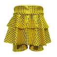 thumbnail image 1 of Huowey Girls Glitter Tiered Mini Skirts Sequin Tiered Ruffle Hem High Waist Shiny Sparkly Party Performance Dance Skirt Dailywear,Gold,6-7 Years, 1 of 2