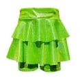 thumbnail image 1 of Huowey Girls Glitter Tiered Mini Skirts Sequin Tiered Ruffle Hem High Waist Shiny Sparkly Party Performance Dance Skirt Dailywear,Green,160, 1 of 1