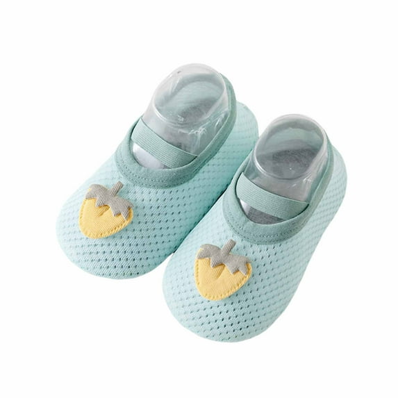 Huowey Girls Socks Soft Mesh Crew Anti- Gripper Socks Non-Skid Toddler Cartoon Bow Car Walking Socks,Green2,10-18 M