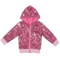 thumbnail image 1 of Huowey Girls Jackets Sequin Fashion Stage Performance Outwear Long Sleeve Full Zipper Hoodies Sweatshirt For Big Girl Teen Christmas Clothes Solid Color Shiny Tops Coat,Pink,9-10 Years, 1 of 2