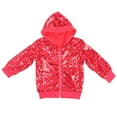 thumbnail image 1 of Huowey Girls Jackets Sequin Fashion Stage Performance Outwear Long Sleeve Full Zipper Hoodies Sweatshirt For Big Girl Teen Christmas Clothes Solid Color Shiny Tops Coat,Red,3-4 Years, 1 of 6