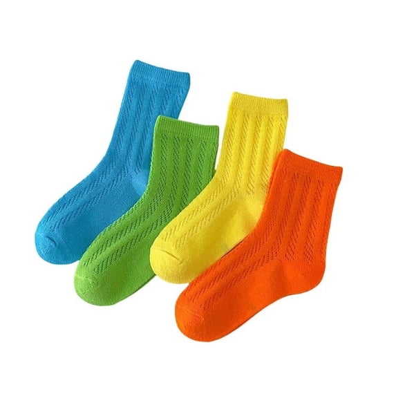 Huowey Girls Kid Socks 4 Pairs Soft Mesh Crew Socks Solid Multipack Comfortable For Summer Socks,Light Blue,1-3 Years