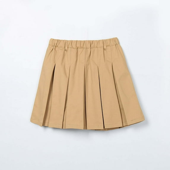 Huowey Girls Pleated Skirts School Uniform Casual Dailywear Elastic Solid Color High Waist Spring Skirts For Teen Girls,Brown,5-6 Years