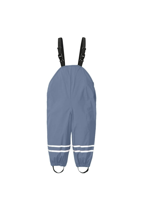 Girls Rain Suit Mud Trousers Rain Dungarees Unlined Wind And Waterproof Rain Trousers Rain Clothing Waterproof Coverall,Grey,116