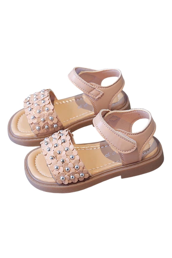 Girls Sandals Comfortable Adjustable Straps Cute Open Toe Flats Dress Shoes Lightweight Breathable Summer Casual Outdoor Play Slides,Pink,2-2.5 Years