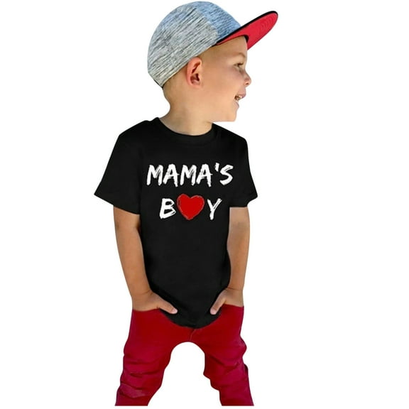 Huowey Girls Shirt Girls Letter Print Tee Short Sleeve Classic Crewneck Shirts Valentines Soft Cozy Shirts Fitted Blouse,Black,2-3 Years