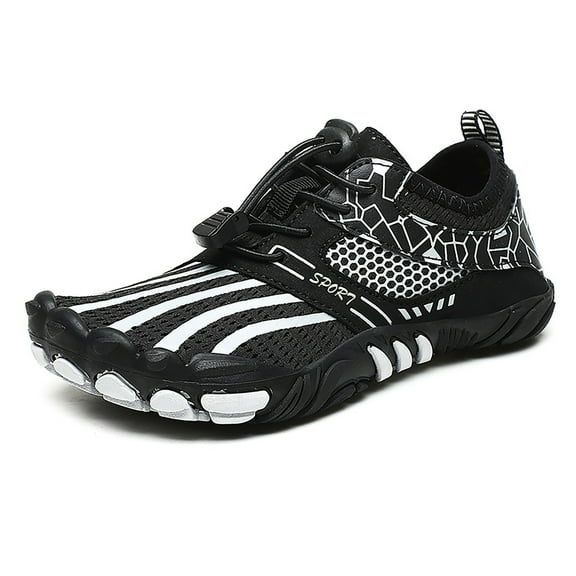 Huowey Girls Shoes Lightweight Low Top Water Shoes Hiking Swimming Slip On Beach Sneakers Lace Up Comfortable Shoe,Black,3-4Y
