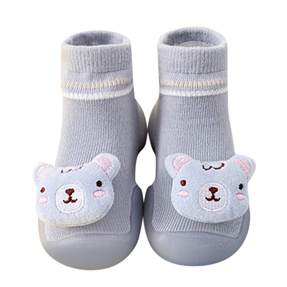 Huowey Girls Sneakers Animals Slipper Shoes Anti- Socks Booties First Walkers Cute Cartoon Winter Warm House Socks Shoes Prewalker Sneaker,Blue,12-18 Months