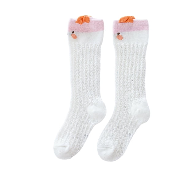 Huowey Girls Socks Cute Cartoon Animal Pattern Solid Color Knee High Socks Soft Breathable Comfortable Soft Lace Classic School Unifor Stockings,Light Pink,1-3 Years