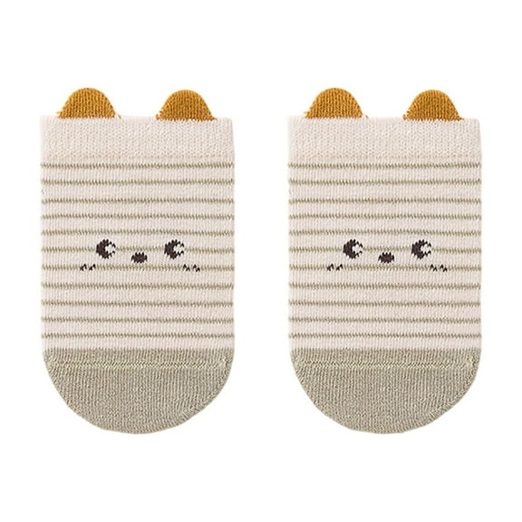 Huowey Girls Socks Soft Breathable Cartoon Print Striped Slipper Socks Grips Anti Skid Comfortable First Walking Ankle Socks Comfy Anti- Crew Socks,Green,1-3 Years