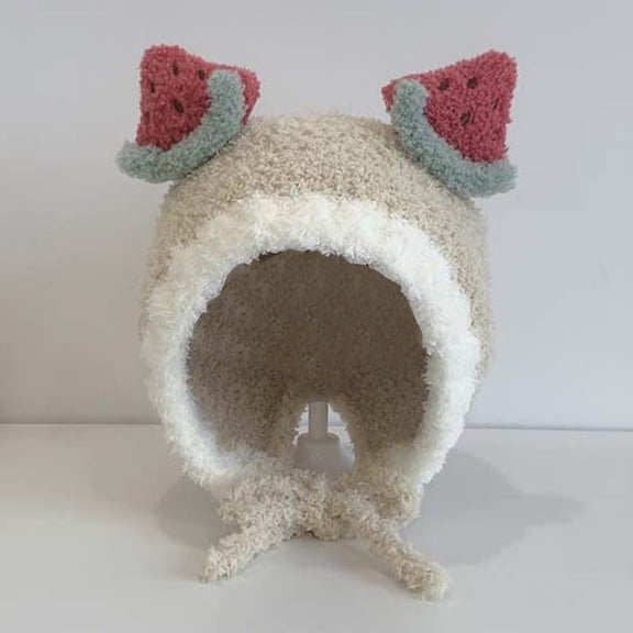 Huowey Girls Soft Winter Hat Fuzzy Thinck Thermal Adorable Fruit Ears Cozy Cap Earflaps Christmas Cap Outdoor Playwear,Light Green,3-8 Years