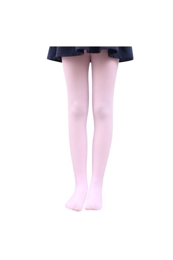 Girls Solid Color Tights Leggings Breathable Ballet Soft Thick Lined Thermal Footed Dance Stretchy Relaxed Pantyhose Elastic Waist Full Length Casual Layered Pants,Pink,6-8 Years