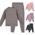 thumbnail image 1 of Huowey Girls Thermal Underwear Winter Outfits Wool Thick Lined Warm Long Sleeve Round Neck Pullover Top And Pants Comfy Loungewear Outwear Outfit,Grey,12-13 Years, 1 of 4
