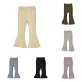 thumbnail image 1 of Huowey Girls Toddler Baby Casual Summer Flared Pants Lightweight Slim Fit Solid Color Elastic Waist Soft Breathable Trousers Fashionable Cute Embroidery Workout Running Yoga Pants,Beige,12-18 Months, 1 of 9