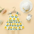 thumbnail image 1 of Huowey Girls Toddler Baby Summer Casual Dresses Cute Floral Print Round Neck Sleeveless Backless A-Line Big Bow Dance Party Dresses Holiday Beach Breathable Soft Cozy Clothes,Yellow,2-3 Years, 1 of 5
