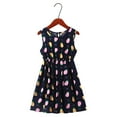 thumbnail image 1 of Huowey Girls Toddler Kids Summer Floral Print Dress Crew Neck Sleeveless High Elastic Waist Ruffles Stripe Casual Beach Party Vacation Dresses Breathable Sundress,Black,3-4 Years, 1 of 3
