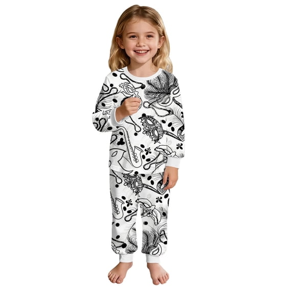Huowey Girls Toddler Outfits Carnival Stylish Print Long Sleeve Crewneck Pullover Top Shirts And Trousers 2 Piece Home Wear Breathable Soft Cozy Clothes Sets Tracksuit,White,2-3 Years