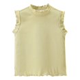 thumbnail image 1 of Huowey Girls Toddler Ribbed Knit Tank Top Shirts Solid Color Ruffles Trim Sleeveless Top Neck Lightweight Summer Vest Basic Tee Tops Blouses Stylish Soft Shirts,Light Green,2-3 Years, 1 of 5
