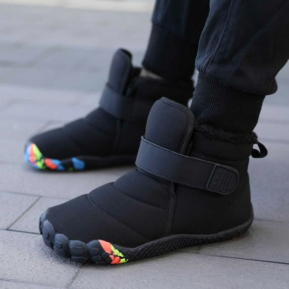 Huowey Girls Winter Solid Color Snow Boots For Boys Girls Non- Warm Ankle Boot With Wool Thickening Stylish Shoes,Black,9.5-10T