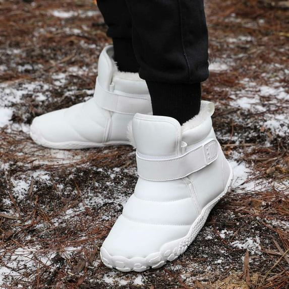 Huowey Girls Winter Solid Color Snow Boots For Boys Girls Non- Warm Ankle Boot With Wool Thickening Stylish Shoes,White,4.5-5T