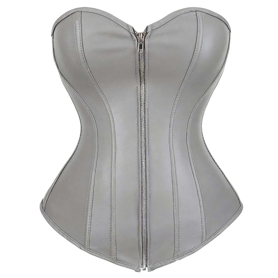 Huowey Gray Renaissance Corset Tops For Women Halloween Costumes Zip Front Steampunk Victorian Lace Up Bustier Cosplay Party Clothes,XXXXXXXL