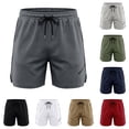 thumbnail image 1 of Huowey Gym Shorts Men Olive Green Mesh Elastic Waist Drawstring Lightweight Breathable Wide Leg Workout Shorts With Side Pockets Training Running Athletic Comfy Bottoms,L, 1 of 8