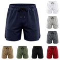 thumbnail image 1 of Huowey Gym Shorts Men Olive Green Mesh Elastic Waist Drawstring Lightweight Breathable Wide Leg Workout Shorts With Side Pockets Training Running Athletic Comfy Bottoms,M, 1 of 8