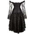 thumbnail image 1 of Huowey Halloween For Women Plus Size Witch Gothic Dresses LaceâUp Waist Corset Fancy Cosplay Party Gown Off Shoulder Long Sleeve Elegant Halloween Dress,Black,XXXXXL, 1 of 4