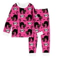 thumbnail image 1 of Huowey Halloween Pajamas Big Boy Girls Crew Neck Cute Print Pajama Sets Long Sleeve Lovely Sleepwear 2 Piece Pjs Multiple Cartoon Jammies Pajama,Hot Pink,6-7T, 1 of 3