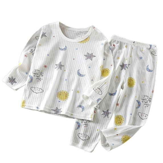 Huowey Halloween Pajamas Big Boy Girls Crew Neck Cute Print Pajama Sets Long Sleeve Lovely Sleepwear 2 Piece Pjs Multiple Cartoon Jammies Pajama,White4,9-10T