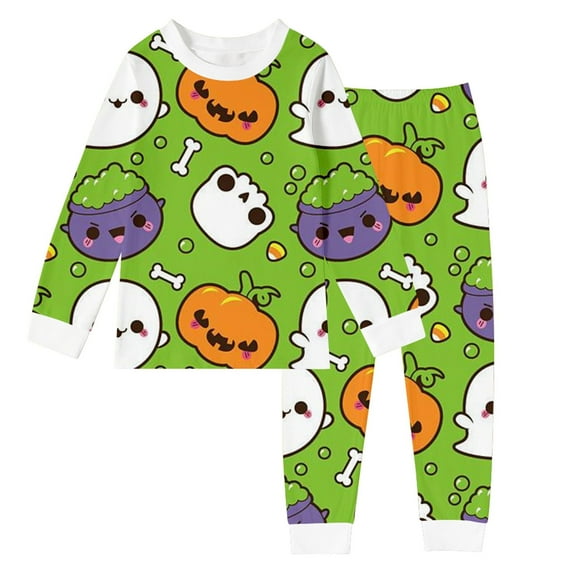 Huowey Halloween Pajamas Kids Boys 2 Pieces Pajama Sets With Bamboo Viscose Snug Fit Pjs For Boys Comfort Long Sleeve Matching Pant Sleepwear,Green,9-10 Years