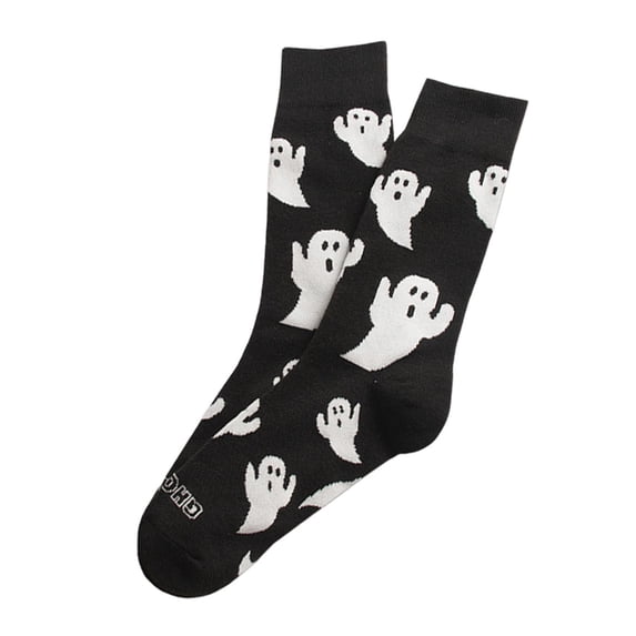 Huowey Halloween Socks For Men Women Crew Socks Ghost Pattern Halloween Gift Fall Winter Cozy Festival Party Socks,Black