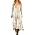 thumbnail image 1 of Huowey Halloween Witch Women Gothic Skeleton Dresses Flowy Elegant Cosplay Party Gown Long Sleeve V-Neck Trendy Trick Or Treat Dress,Beige,XXXL, 1 of 5
